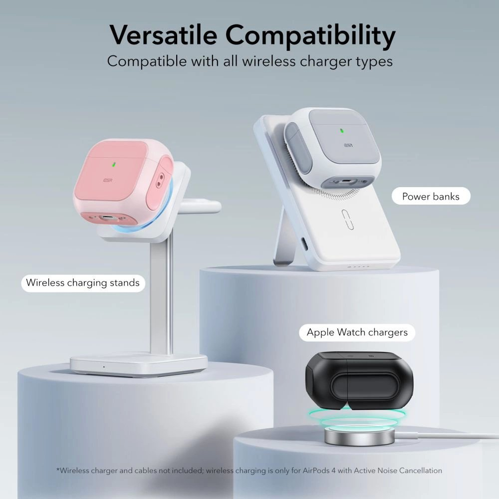 ESR Orbit Halolock MagSafe Dėklas AirPods 4 - rožinis 4 ESR Orbit Halolock MagSafe Dėklas AirPods 4 - rožinis 4