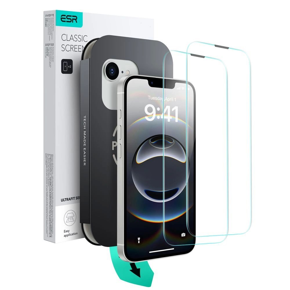 iPhone 13 / 13 Pro / 14 / 16e – ESR UltraFit grūdinto stiklo 2 vnt. rinkinys iPhone 13 / 13 Pro / 14 / 16e – ESR UltraFit grūdinto stiklo 2 vnt. rinkinys