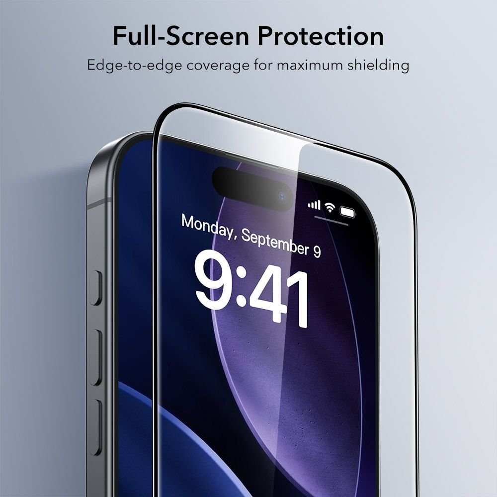 iPhone 16 Pro / 17 ESR UltraFit grūdintas stiklas, 2 vnt. – skaidrus 4