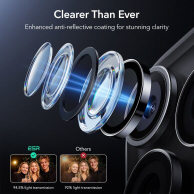 iPhone 14 Pro / Pro Max / 15 Pro / Pro Max / 16 Pro / Pro Max / 17 Pro / Pro Max ESR Armorite kameros apsauga – juoda 5