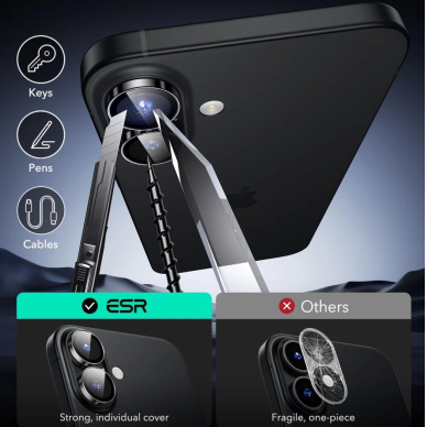 ESR Armorite Apsauginis stiklas iPhone 16 / 16 Plus Camera - Juodas 6 ESR Armorite Apsauginis stiklas iPhone 16 / 16 Plus Camera - Juodas 6