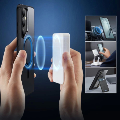 ESR Classic Hybrid Halolock MagSafe Dėklas skirtas Samsung Galaxy S25+ - Permatomas Juodas 3