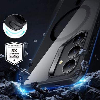 ESR Classic Hybrid Halolock MagSafe Dėklas skirtas Samsung Galaxy S25+ - Permatomas Juodas 4