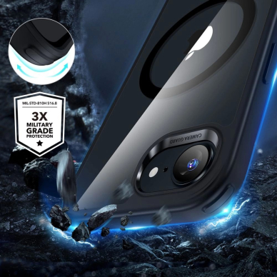 ESR Classic Hybrid Halolock MagSafe iPhone 16e Dėklas - Permatomas-Juodas 3