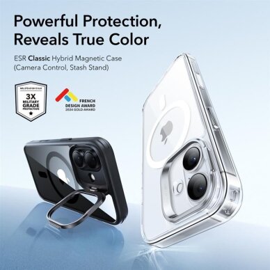 iPhone 17 dėklas ESR Classic Hybrid Kickstand su MagSafe – skaidrus juodas 1 iPhone 17 dėklas ESR Classic Hybrid Kickstand su MagSafe – skaidrus juodas 1