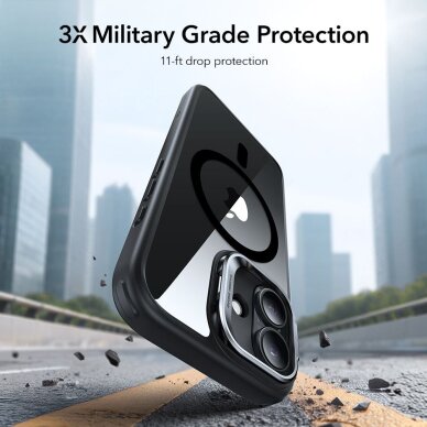 iPhone 17 dėklas ESR Classic Hybrid Kickstand su MagSafe – skaidrus juodas 5