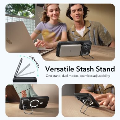 iPhone 17 Pro Max dėklas ESR Classic Hybrid Kickstand, MagSafe – skaidrus juodas 6 iPhone 17 Pro Max dėklas ESR Classic Hybrid Kickstand, MagSafe – skaidrus juodas 6