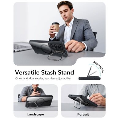 Samsung Galaxy S26 Ultra ESR Classic Hybrid Kickstand MagSafe dėklas – skaidrus juodas 2
