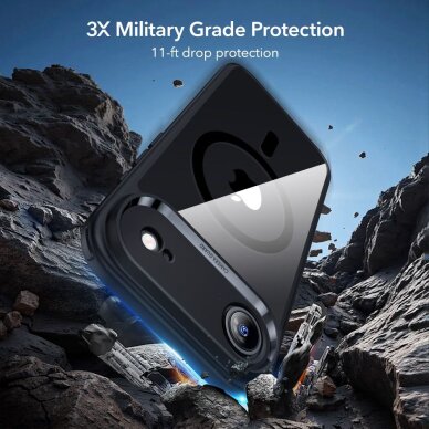 iPhone 17 Air ESR Classic Hybrid MagSafe + grūdinto stiklo rinkinys – juodas skaidrus 3
