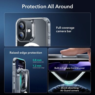 iPhone 17 ESR Classic Hybrid MagSafe + grūdinto stiklo rinkinys – skaidrus 2