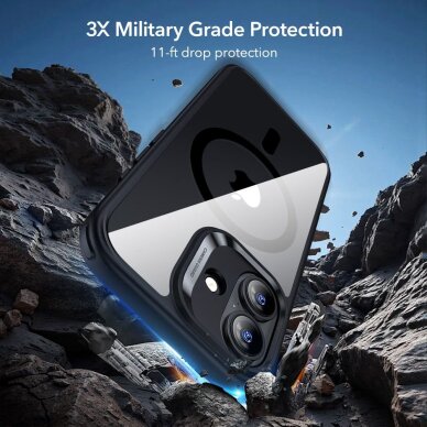 iPhone 17 ESR Classic Hybrid MagSafe + grūdinto stiklo rinkinys – juodas skaidrus 3