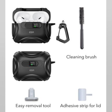 AirPods Pro 3 ESR Cyber FlickLock MagSafe dėklas – juodas 6