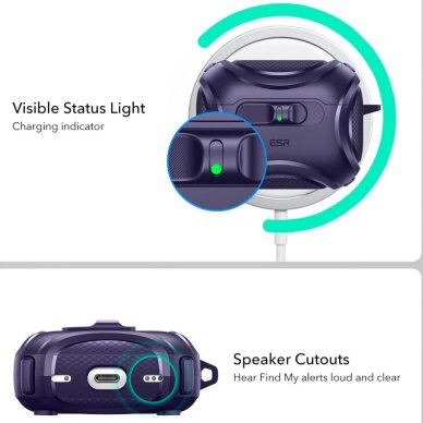 AirPods Pro 3 ESR Cyber FlickLock MagSafe dėklas – violetinis 1 AirPods Pro 3 ESR Cyber FlickLock MagSafe dėklas – violetinis 1