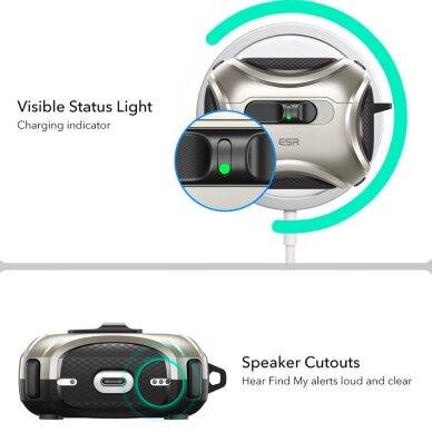 AirPods Pro 3 ESR Cyber FlickLock MagSafe dėklas – sidabrinis 1 AirPods Pro 3 ESR Cyber FlickLock MagSafe dėklas – sidabrinis 1