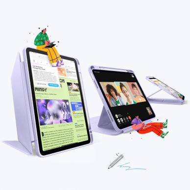 iPad 10.9" (2020–2022 4/5 gen.) / 11" (2024–2025 6/7 gen.) – ESR Flip Hybrid dėklas - Violetinis 1