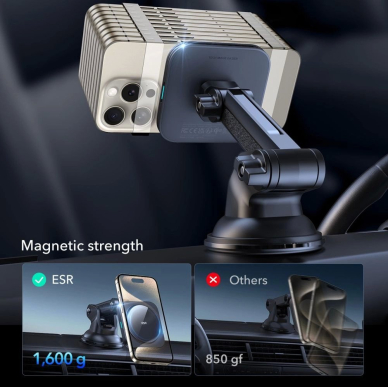 ESR Halolock Magnetic MagSafe QI2 15W automobilinis laikiklis – juodas 5