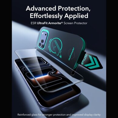iPhone 18 Pro Max / 17 Pro Max ESR UltraFit Armorite grūdinti stiklai (2 vnt.) – juodi 2