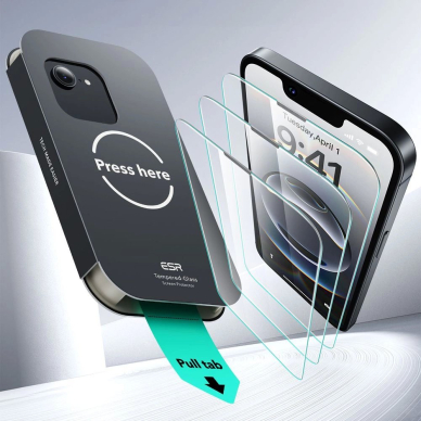 iPhone 13 / 13 Pro / 14 / 16e – ESR UltraFit grūdinto stiklo 2 vnt. rinkinys 5