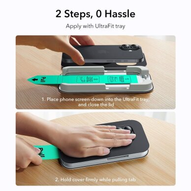 iPhone 16 Pro / 17 ESR UltraFit grūdintas stiklas, 2 vnt. – skaidrus 5 iPhone 16 Pro / 17 ESR UltraFit grūdintas stiklas, 2 vnt. – skaidrus 5