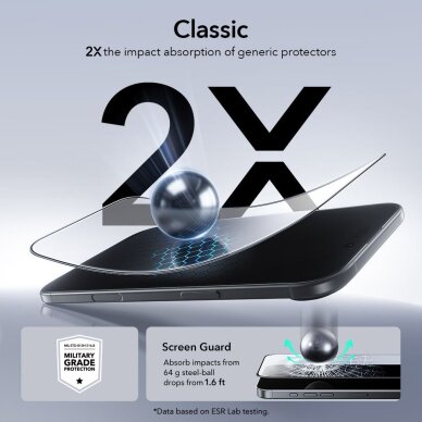 iPhone 17 Air ESR UltraFit grūdintas stiklas, 2 vnt. – skaidrus 3