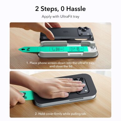 iPhone 17 Pro ESR UltraFit grūdintas stiklas, 2 vnt. – skaidrus 7