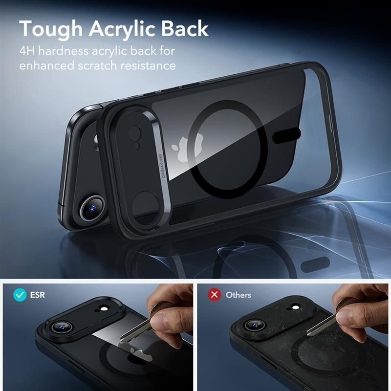 iPhone 17 Air ESR Classic Hybrid MagSafe + grūdinto stiklo rinkinys – juodas skaidrus 6