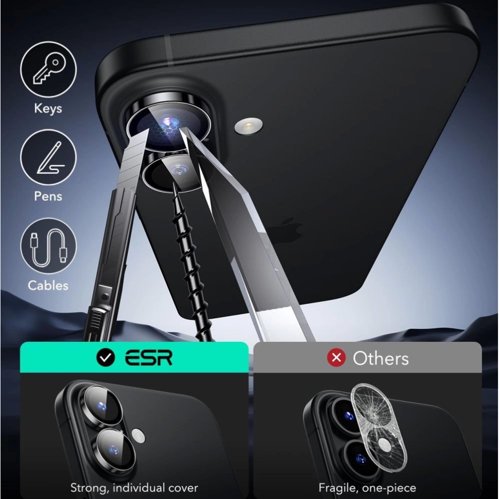 ESR Armorite Apsauginis stiklas iPhone 16 / 16 Plus Camera - Juodas 6 ESR Armorite Apsauginis stiklas iPhone 16 / 16 Plus Camera - Juodas 6