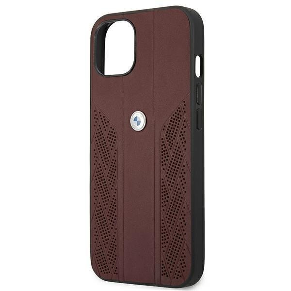 Originalus dėklas BMW BMHCP13SRSPPR Leather Curve Perforate iPhone 13 mini raudonas 4