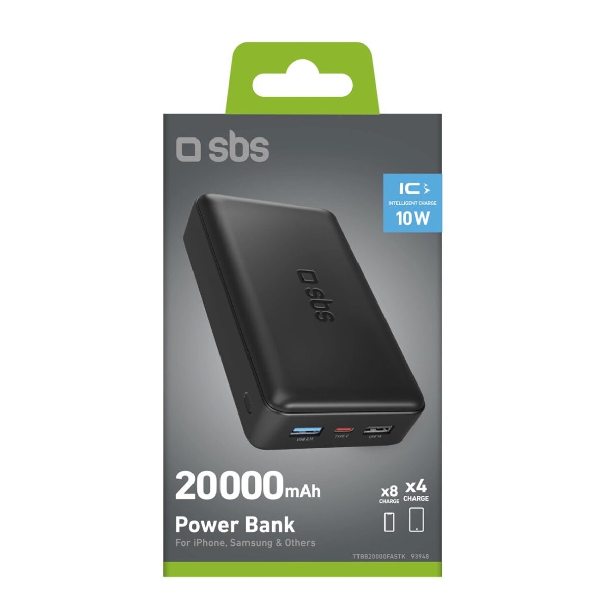 Išorinė baterija Fast Charge Power Bank 20000 mAh su 2 USB jungtimis – juoda 1 Išorinė baterija Fast Charge Power Bank 20000 mAh su 2 USB jungtimis – juoda 1