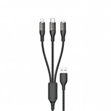 Fast charging cable 120W 1m 3in1 USB - USB-C / microUSB / Lightning Dudao L22X - Sidabrinis