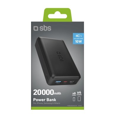 Išorinė baterija Fast Charge Power Bank 20000 mAh su 2 USB jungtimis – juoda 1 Išorinė baterija Fast Charge Power Bank 20000 mAh su 2 USB jungtimis – juoda 1