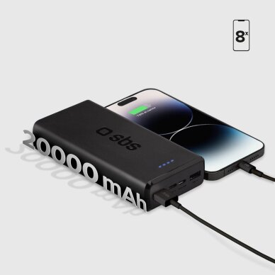Išorinė baterija Fast Charge Power Bank 20000 mAh su 2 USB jungtimis – juoda 7 Išorinė baterija Fast Charge Power Bank 20000 mAh su 2 USB jungtimis – juoda 7