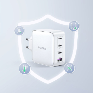 Fast charger GaN 3xUSB C / USB 100W PPS Ugreen CD226 - Baltas 7