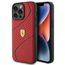 Ferrari Twist Metal Logo case for iPhone 15 Pro Max - red