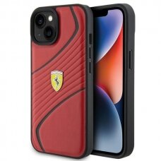 Ferrari Twist Metal Logo case for iPhone 15 - red