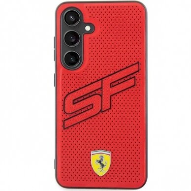 Ferrari Big SF Perforated Dėklas Samsung Galaxy S24 - Raudonas 2 Ferrari Big SF Perforated Dėklas Samsung Galaxy S24 - Raudonas 2