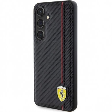 Ferrari Carbon Printed Line Dėklas Samsung Galaxy S24 - Juodas 1 Ferrari Carbon Printed Line Dėklas Samsung Galaxy S24 - Juodas 1
