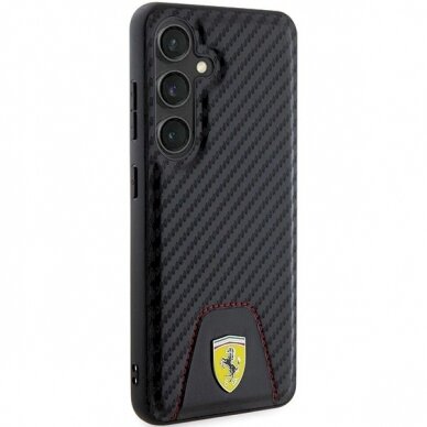 Ferrari Carbon Stitched Bottom Dėklas Samsung Galaxy S24 - Juodas 3 Ferrari Carbon Stitched Bottom Dėklas Samsung Galaxy S24 - Juodas 3