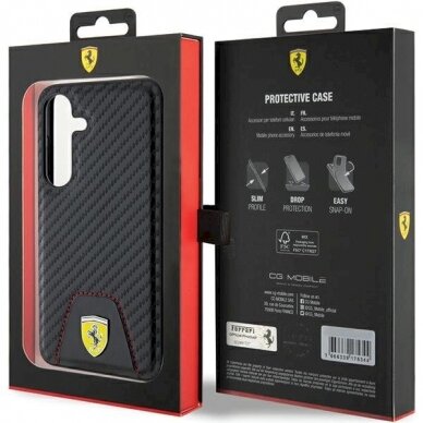 Ferrari Carbon Stitched Bottom Dėklas Samsung Galaxy S24 - Juodas 7 Ferrari Carbon Stitched Bottom Dėklas Samsung Galaxy S24 - Juodas 7