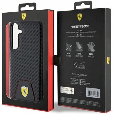 Ferrari Carbon Stitched Bottom Dėklas Samsung Galaxy S24+ - Juodas 7 Ferrari Carbon Stitched Bottom Dėklas Samsung Galaxy S24+ - Juodas 7
