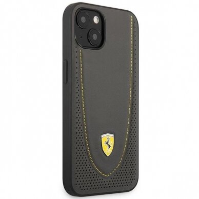 Dėklas Ferrari Leather Curved Line FEHCP13MRGOG iPhone 13 Juodas 3