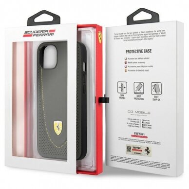 Dėklas Ferrari Leather Curved Line FEHCP13MRGOG iPhone 13 Juodas 7