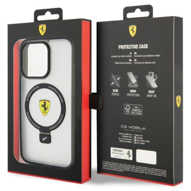 Originalus dėklas Ferrari FEHMP15LUSCAH iPhone 15 Pro 6.1  Permatomas hardcase Ring Stand 2023 Collection MagSafe 7 Originalus dėklas Ferrari FEHMP15LUSCAH iPhone 15 Pro 6.1  Permatomas hardcase Ring Stand 2023 Collection MagSafe 7