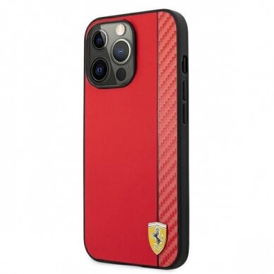 Originalus Ferrari dėklas FESAXHCP13XRE iPhone 13 Pro Max 6,7" Raudonas On Track Carbon Stripe 1