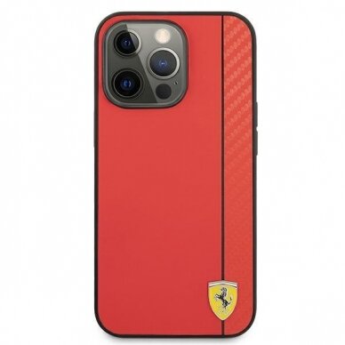 Originalus Ferrari dėklas FESAXHCP13XRE iPhone 13 Pro Max 6,7" Raudonas On Track Carbon Stripe 2