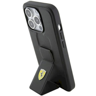 Ferrari Grip Stand Metal Logo case for iPhone 15 Pro Max - black 1 Ferrari Grip Stand Metal Logo case for iPhone 15 Pro Max - black 1