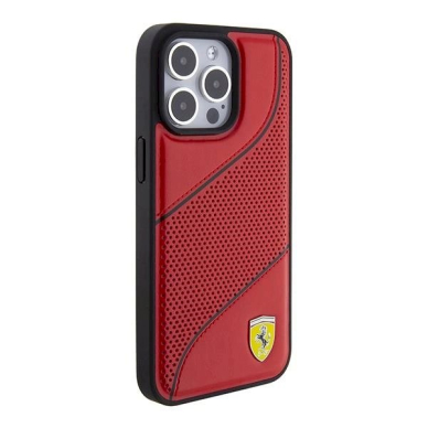 Ferrari Perforated Waves Metal Logo dėklas skirtas iPhone 15 Pro - Raudonas 3 Ferrari Perforated Waves Metal Logo dėklas skirtas iPhone 15 Pro - Raudonas 3