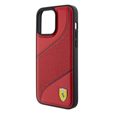Ferrari Perforated Waves Metal Logo dėklas skirtas iPhone 15 Pro - Raudonas 5 Ferrari Perforated Waves Metal Logo dėklas skirtas iPhone 15 Pro - Raudonas 5