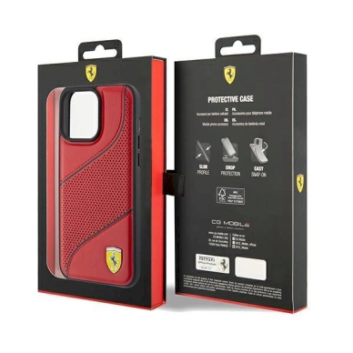 Ferrari Perforated Waves Metal Logo dėklas skirtas iPhone 15 Pro - Raudonas 7 Ferrari Perforated Waves Metal Logo dėklas skirtas iPhone 15 Pro - Raudonas 7