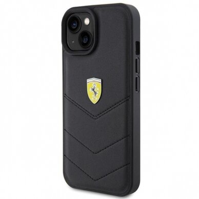 Ferrari Quilted Metal Logo case for iPhone 15 - black 1 Ferrari Quilted Metal Logo case for iPhone 15 - black 1